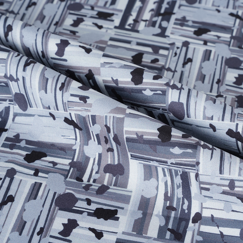 Tessuto per stampa digitale a blocchi positivi e negativi astratti in cotone di seta fresco 100D * 40S
