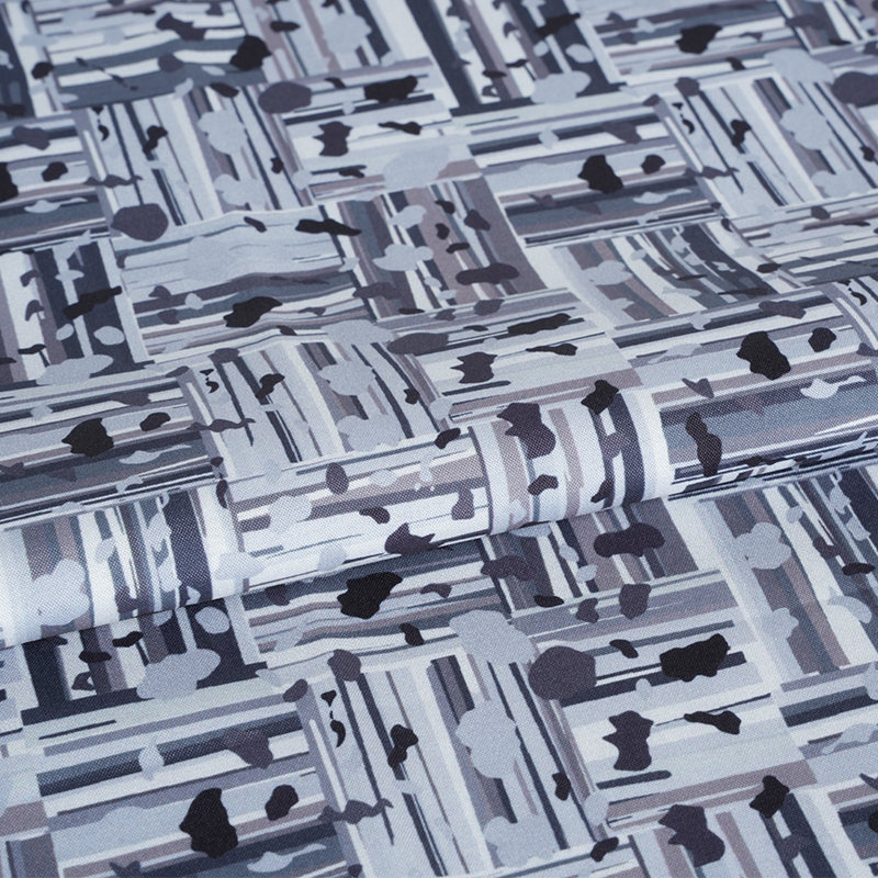Tessuto per stampa digitale a blocchi positivi e negativi astratti in cotone di seta fresco 100D * 40S